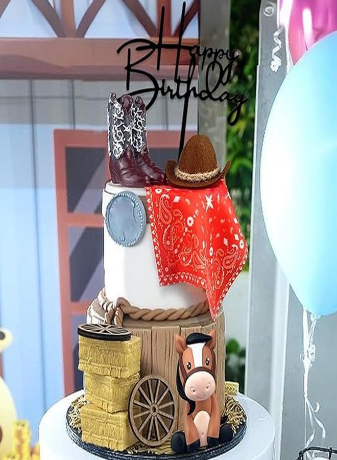 KEEPARTY Cowboy Cake Decorations Cowboy Hat and Boot Cake Toppers Western Cowboy Cowgirl Birthday Baby Shower for Western Theme Party Favors Supplies (Brown) - Image 5